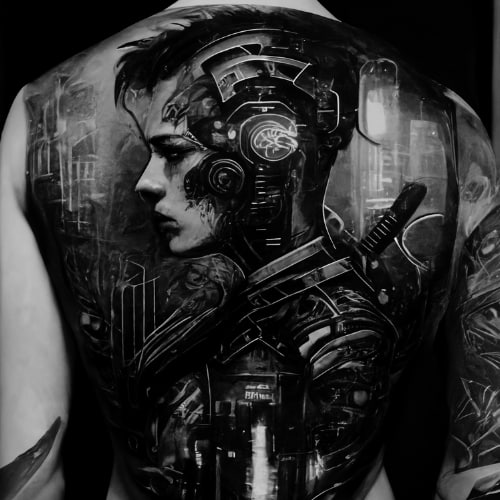 tatouage homme moderne cyberpunk